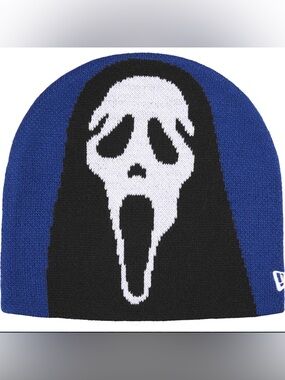 Supreme New Era Blue & Black Ghostface Scream Face Beanie